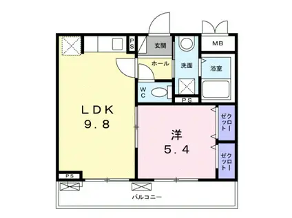 アンソレイエ町屋(1LDK/2階)の間取り写真