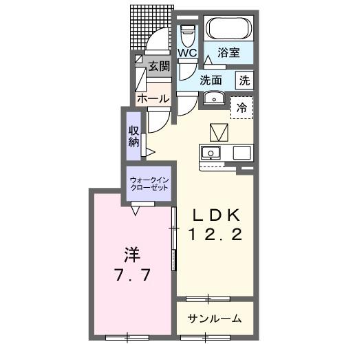 パークヒルズ利根五番館(1LDK/1階)の間取り写真