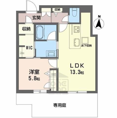 和の杜 江坂(1LDK/1階)の間取り写真