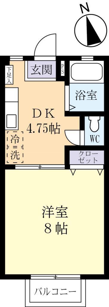 ビックハイツNO.2(1DK/2階)の間取り写真