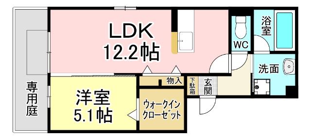 HABITAT YOSHINO(1LDK/1階)の間取り写真