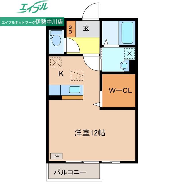 GLORY B棟(ワンルーム/2階)の間取り写真