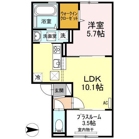 セキュレア須屋 B棟(1LDK/1階)の間取り写真