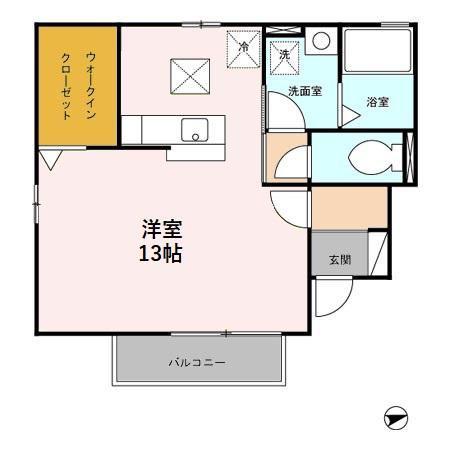 ボヌールピエースB(ワンルーム/1階)の間取り写真