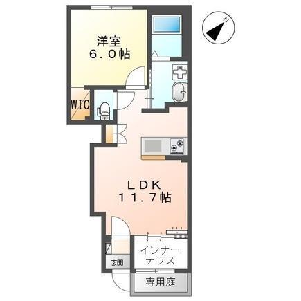 LE.LIEN広崎(1LDK/1階)の間取り写真