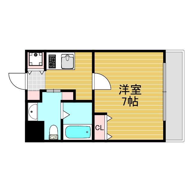 パークヒルズ新大阪WILL(1K/1階)の間取り写真