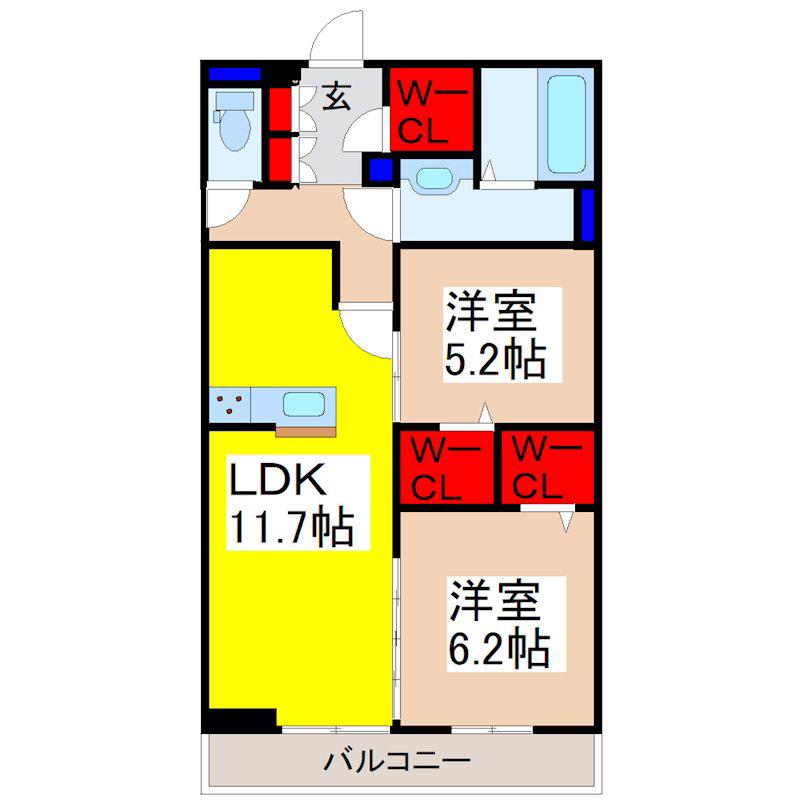 LIEN KAISEI(2LDK/3階)の間取り写真
