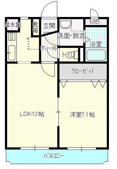 ユーミー伏石(1LDK/2階)の間取り写真