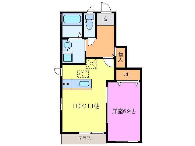 ルーラル(1LDK/1階)の間取り写真