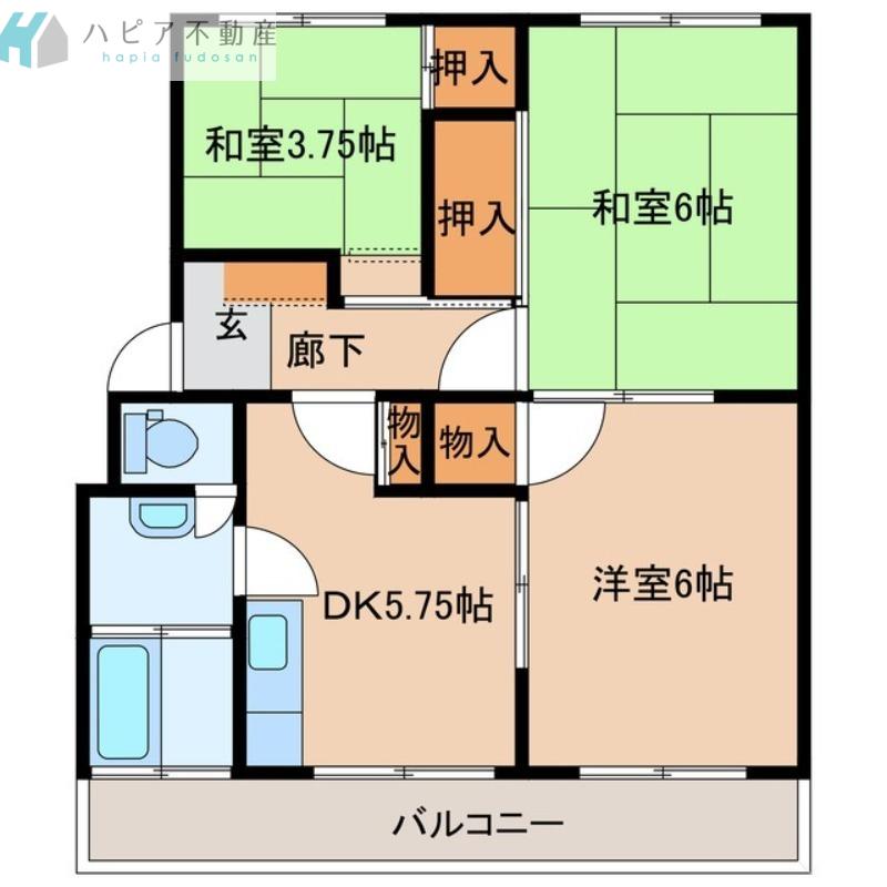 アースマンション花岡(3DK/2階)の間取り写真