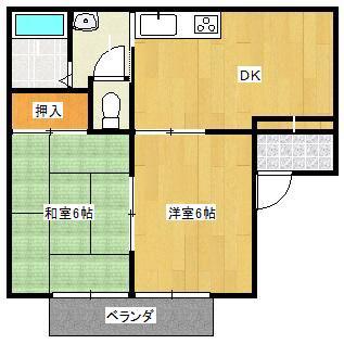 ボンヌールブランシェ(2DK/2階)の間取り写真