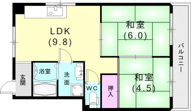 山陽電鉄本線 高速長田駅 徒歩10分 2階建 築31年(2LDK/1階)の間取り写真