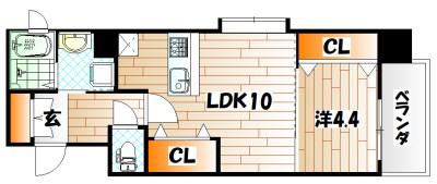 アルゴヴィラージュ工大前(1LDK/10階)の間取り写真