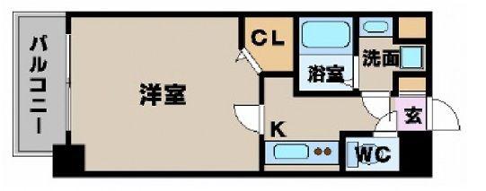 グラビスコート広島駅前通6階(1K/6階)の間取り写真