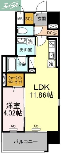 TWIN TOWERS AZUKI(1LDK/3階)の間取り写真