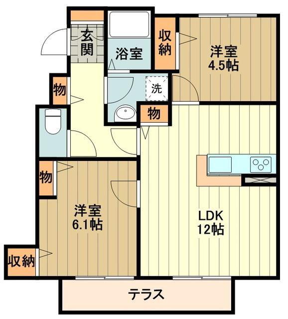 フォレスタ三昭 AC(2LDK/1階)の間取り写真