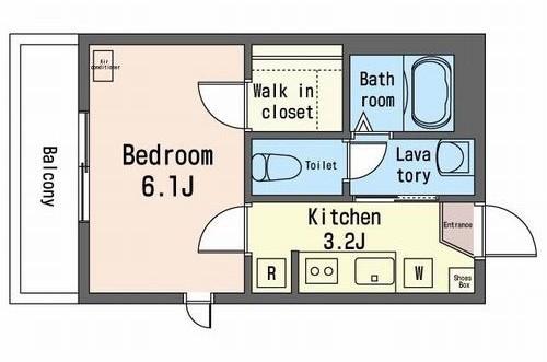 グリーンプラザ武蔵野(1K/2階)の間取り写真