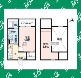 ENDOR鳴海(1K/1階)の間取り写真