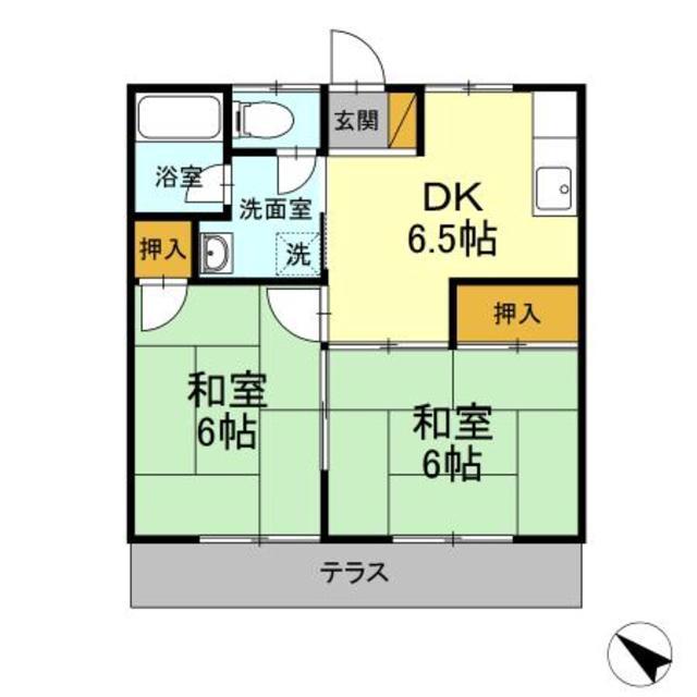 第5早川ハウス(2DK/1階)の間取り写真