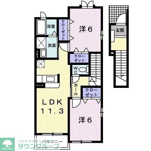 アンソレイエIII(2LDK/2階)の間取り写真