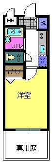 ラパス高倉台(1K/1階)の間取り写真