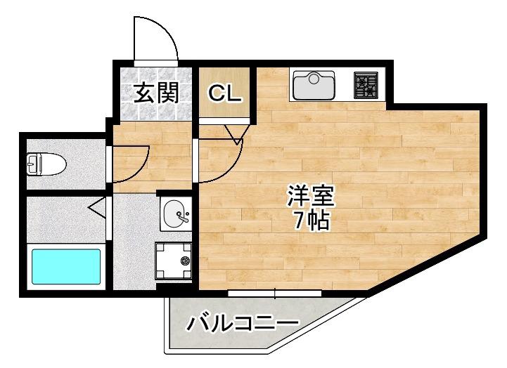 アムズコート勝山(ワンルーム/5階)の間取り写真