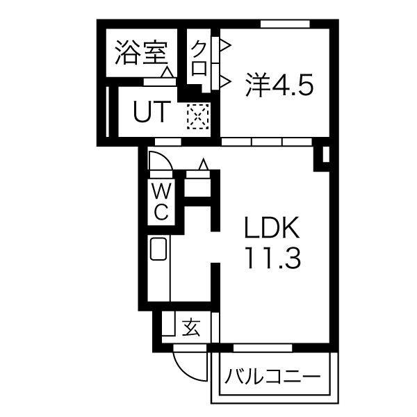 サンセレーノ(1LDK/1階)の間取り写真