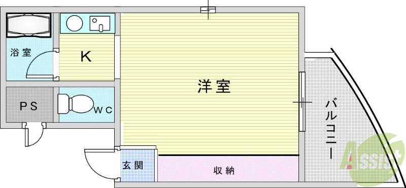 リヴァーレ待兼山(1K/2階)の間取り写真