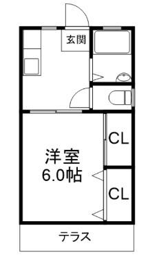 スカイハイツ(1K/1階)の間取り写真