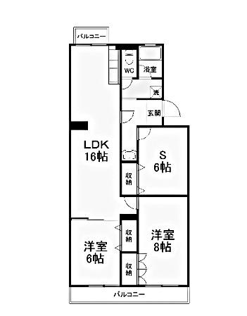 レジデンス内浦(2SLDK/4階)の間取り写真