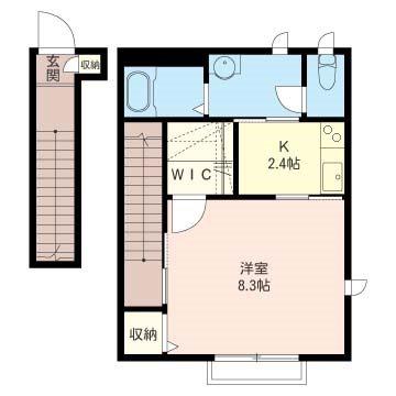 京王競馬場線 府中競馬正門前駅 徒歩4分 2階建 築15年(1K/2階)の間取り写真