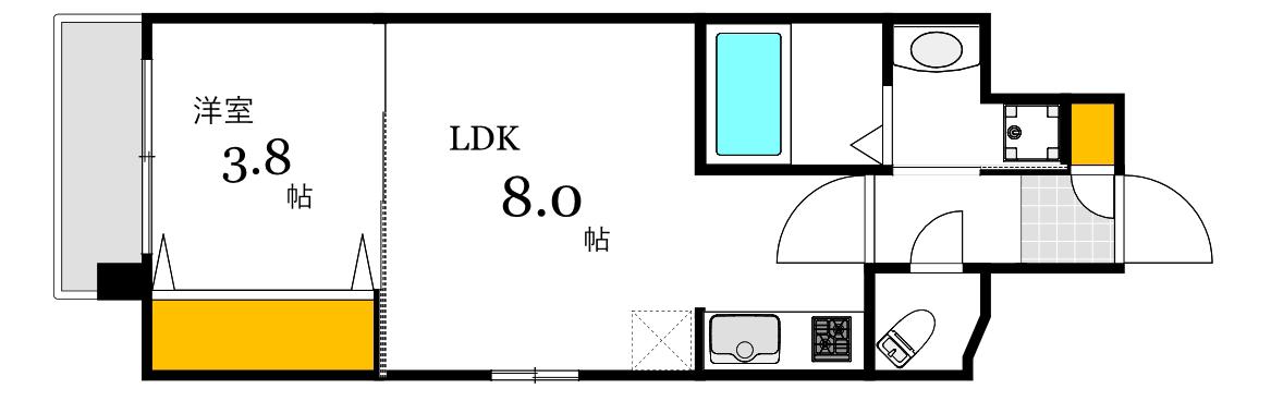 メイクス京橋川II(1LDK/6階)の間取り写真