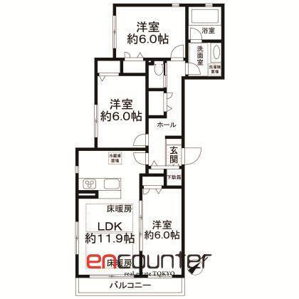グランドゥール恵比寿(3LDK/1階)の間取り写真