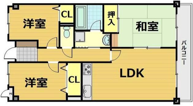 リエス蟹ヶ谷(3LDK/6階)の間取り写真