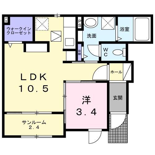 フローレスタ(1LDK/1階)の間取り写真