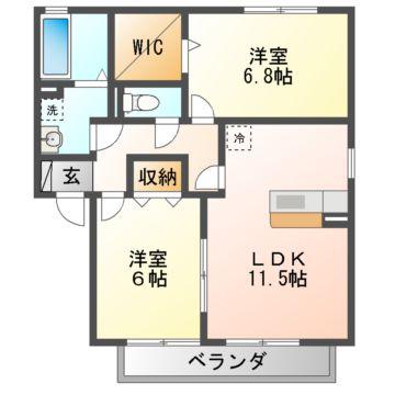 スプランデュールA棟(2LDK/2階)の間取り写真