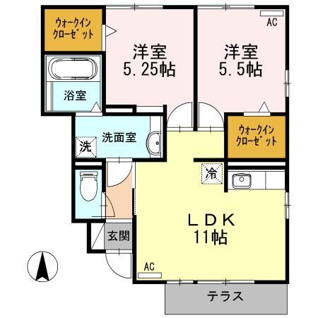 カサデコリーナ(2LDK/1階)の間取り写真