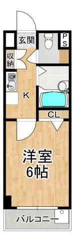 メゾン学園(1K/4階)の間取り写真