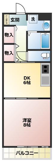オブジェ朝倉(1DK/3階)の間取り写真