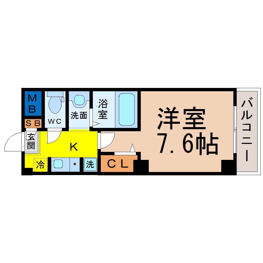 アミュズマン亀城(1K/2階)の間取り写真