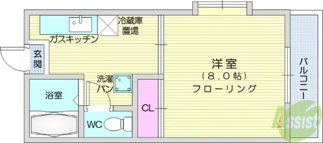 パレス植木R(1K/2階)の間取り写真