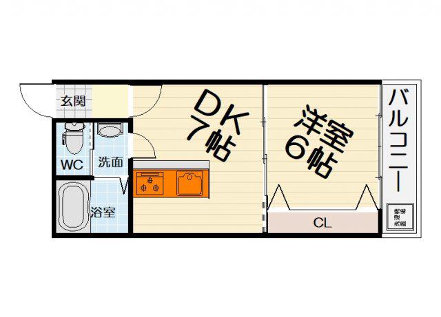 セントフェリオ堺(1DK/3階)の間取り写真