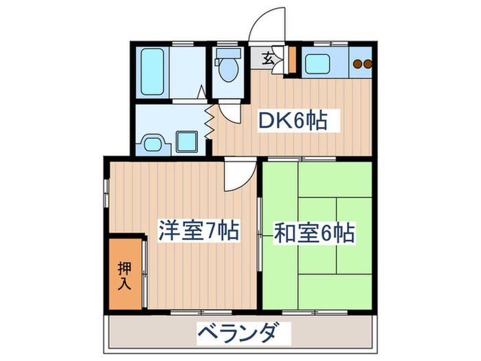 ヴィラプリメイラ(2DK/2階)の間取り写真