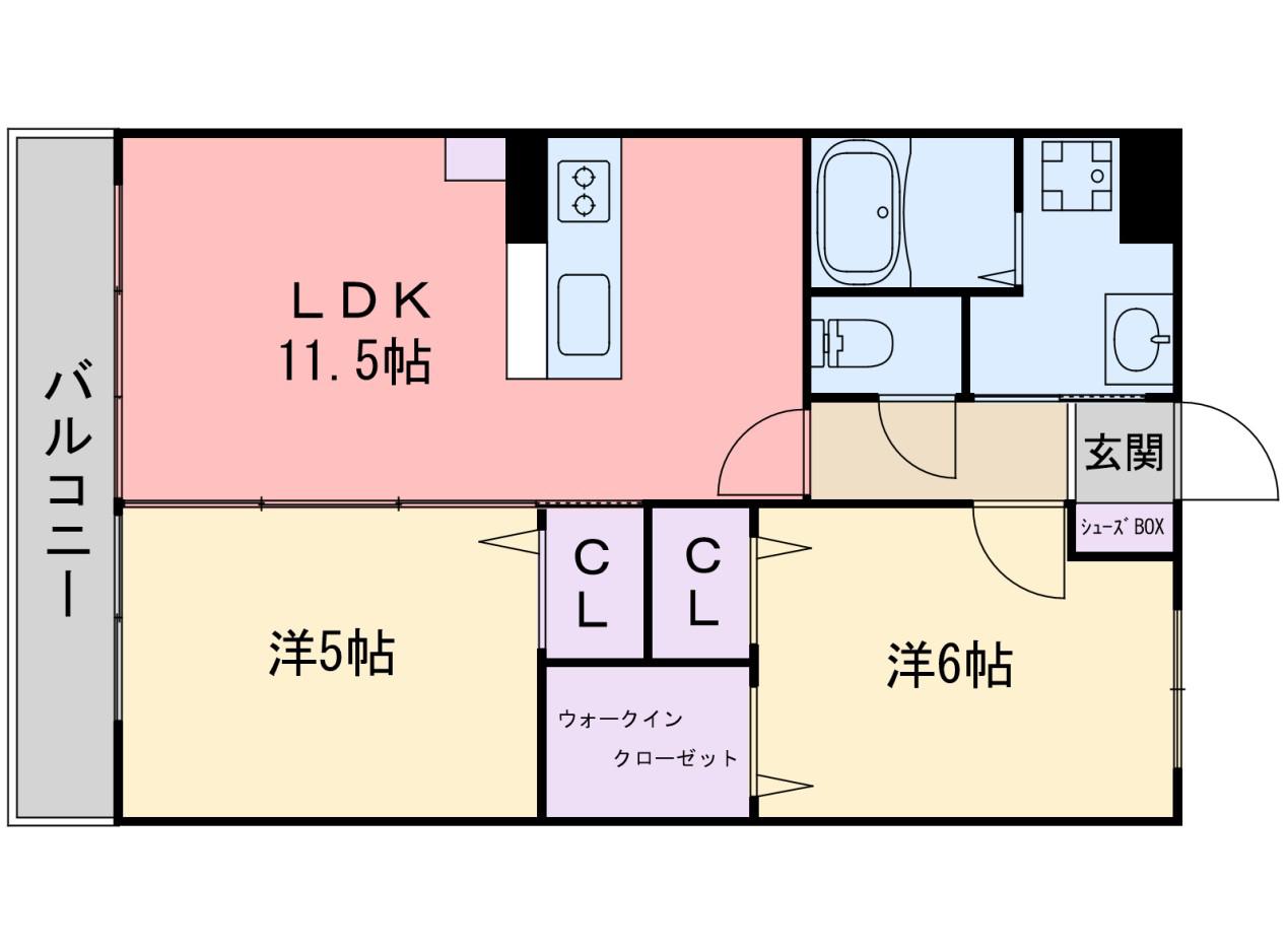 カーサ パルチェ(2LDK/2階)の間取り写真