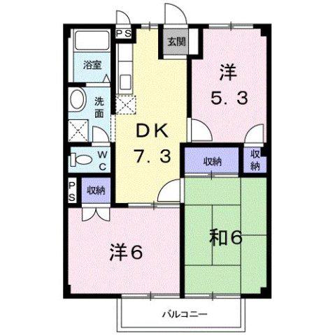シャトレ苺B(3DK/1階)の間取り写真