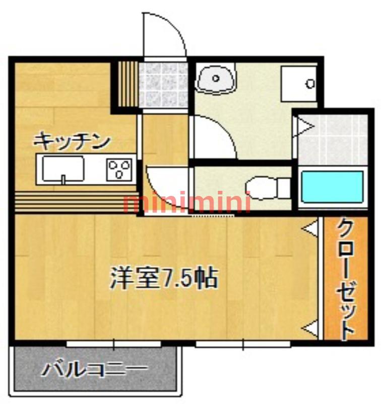 フリーダム城南(1K/3階)の間取り写真
