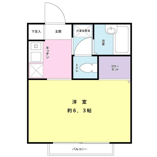 ラビウッド上大岡(1K/2階)の間取り写真