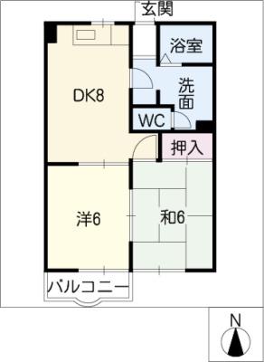グリーンヒルズムロガ(2DK/1階)の間取り写真