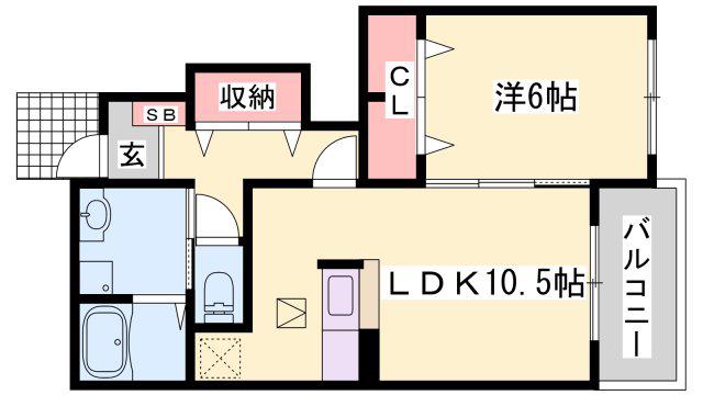 ヒルサイド緑ヶ丘 C棟(1LDK/1階)の間取り写真