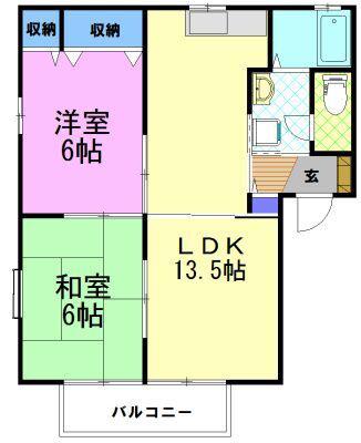 フォレスト元今泉(2LDK/1階)の間取り写真